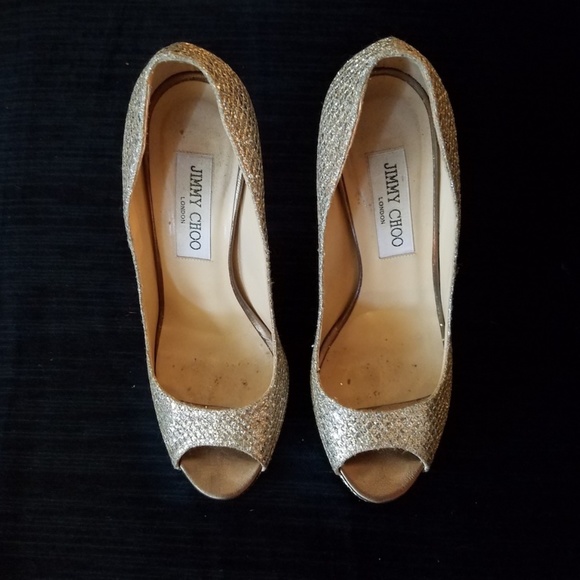 JIMMY CHOO Champagne Glitter "Luna" Heels...RARE! - Picture 4 of 11